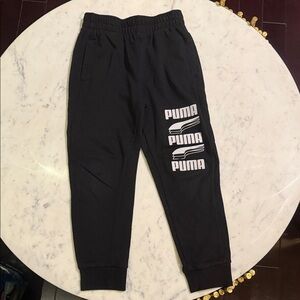 PUMA Kids Black Joggers with Triple Logo